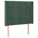 Casa si Gradina - Mobilier - Paturi si accesorii - Accesorii paturi - Tablie pat cu aripioare verde inchis 83x16x118/128 cm catifea - Infinity.ro