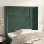 Casa si Gradina - Mobilier - Paturi si accesorii - Accesorii paturi - Tablie pat cu aripioare verde inchis 83x16x118/128 cm catifea - Infinity.ro