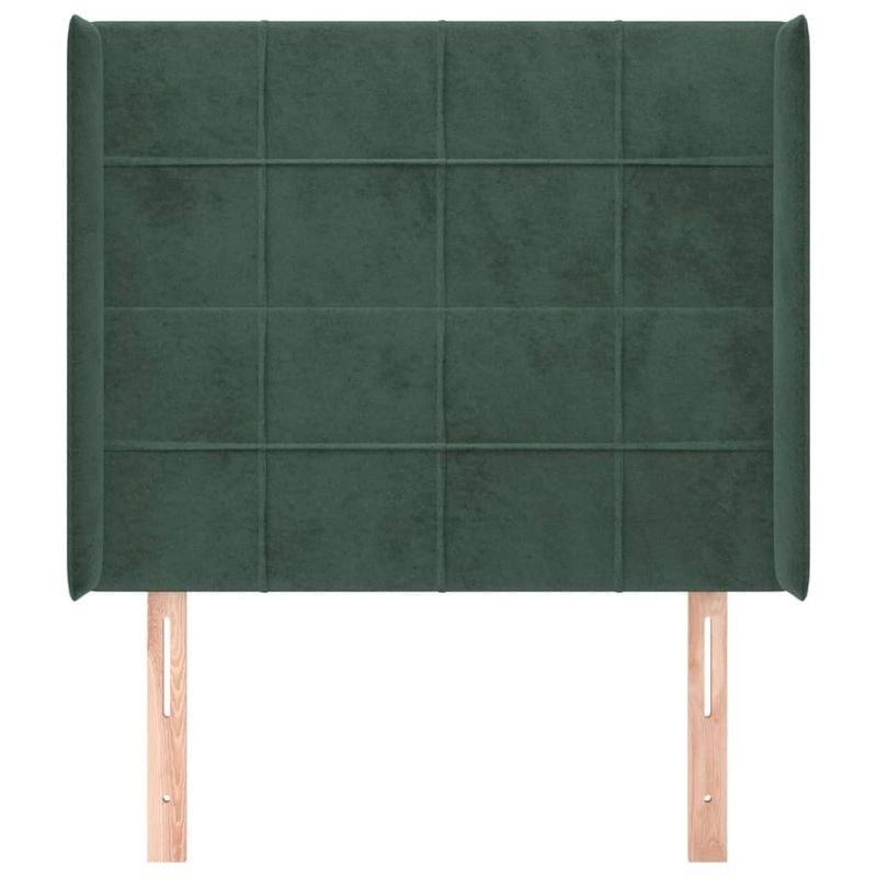 Casa si Gradina - Mobilier - Paturi si accesorii - Accesorii paturi - Tablie pat cu aripioare verde inchis 83x16x118/128 cm catifea - Infinity.ro