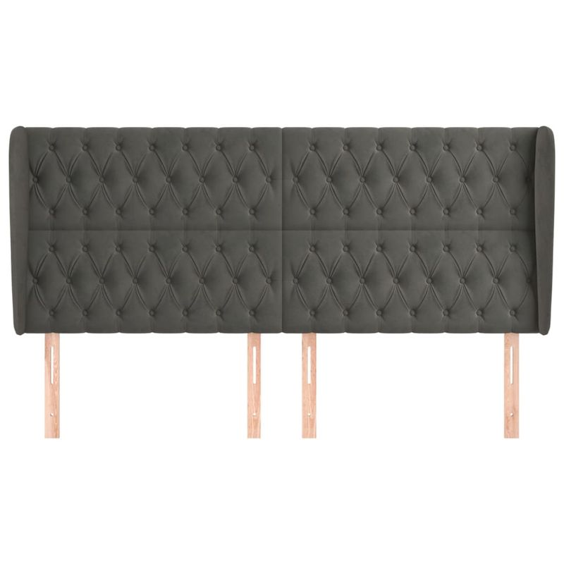 Casa si Gradina - Mobilier - Paturi si accesorii - Accesorii paturi - Tablie de pat cu aripioare gri inchis 203x23x118/128 cm catifea - Infinity.ro
