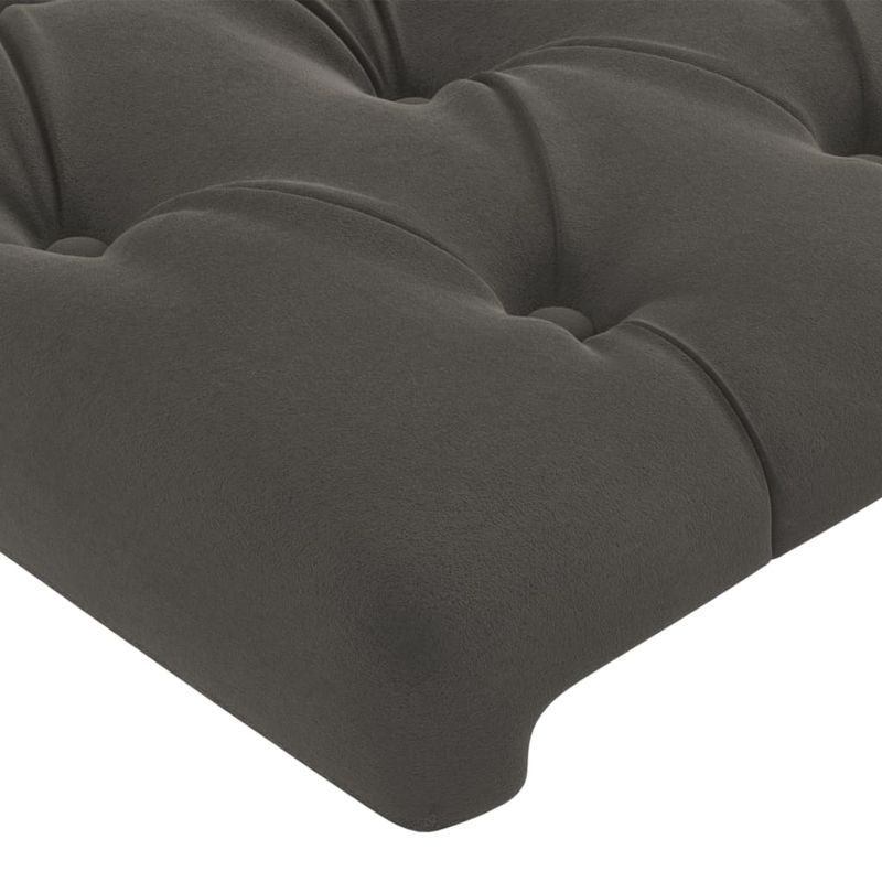 Casa si Gradina - Mobilier - Paturi si accesorii - Accesorii paturi - Tablie de pat cu aripioare gri inchis 203x23x118/128 cm catifea - Infinity.ro