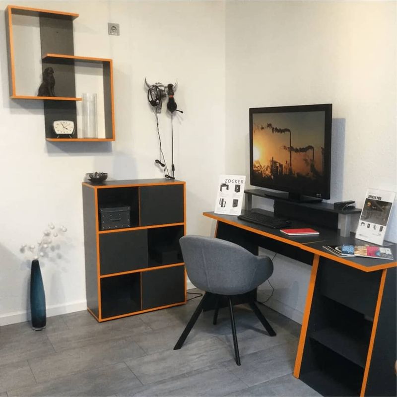 Casa si Gradina - Mobilier - Dulapuri si sifoniere - Dulapuri - FMD Unitate rafturi cu 3 compartimente deschise antracit 68,5x33x99 cm - Infinity.ro