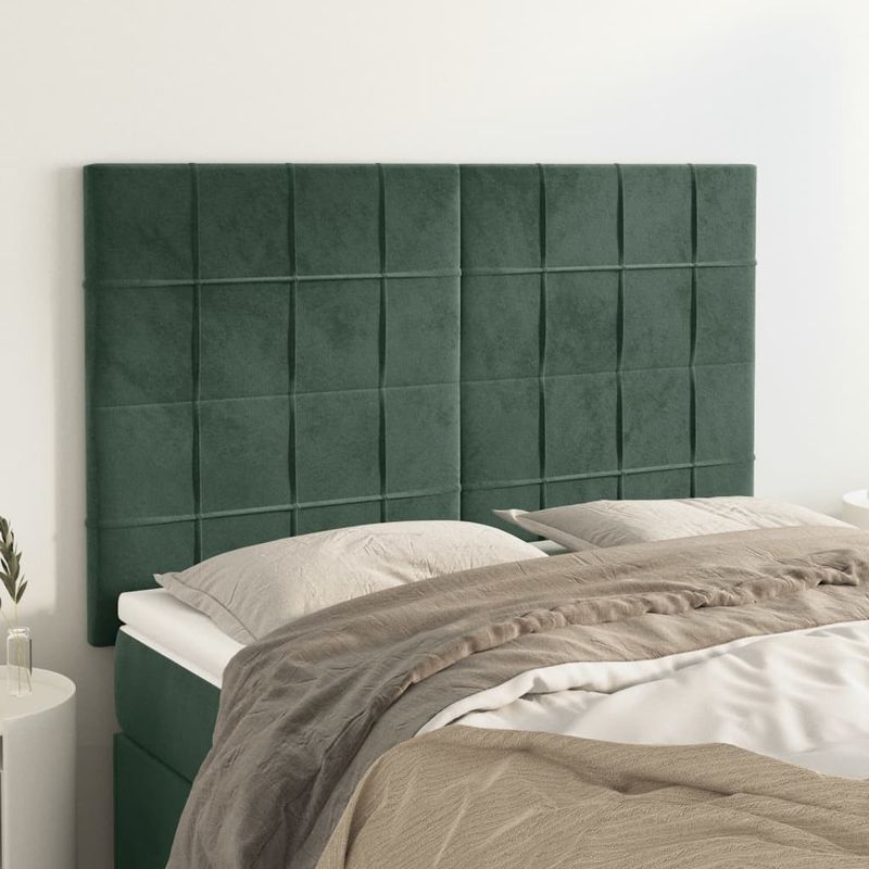 Casa si Gradina - Mobilier - Paturi si accesorii - Accesorii paturi - Tablii de pat, 4 buc, verde inchis, 72x5x78/88 cm, catifea - Infinity.ro