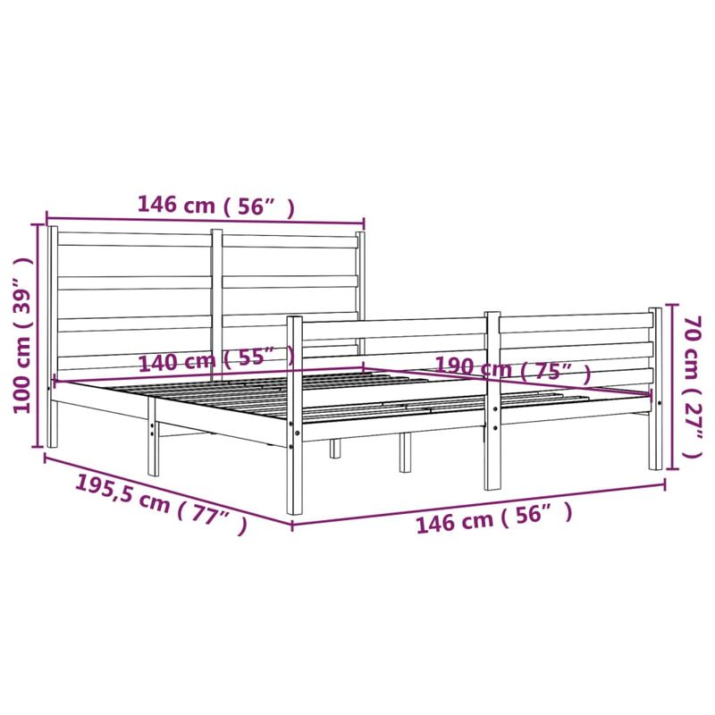 Casa si Gradina - Mobilier - Paturi si accesorii - Paturi - Cadru de pat, 140x190 cm, lemn masiv de pin - Infinity.ro