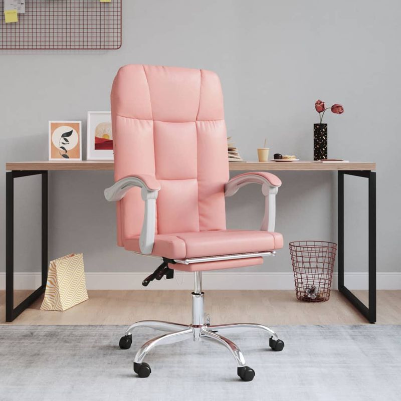 Casa si Gradina - Mobilier - Scaune si fotolii - Scaune - Scaun de birou rabatabil, roz, piele ecologica - Infinity.ro