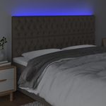 Casa si Gradina - Mobilier - Paturi si accesorii - Accesorii paturi - Tablie de pat cu LED, gri taupe, 200x7x118/128 cm, textil - Infinity.ro
