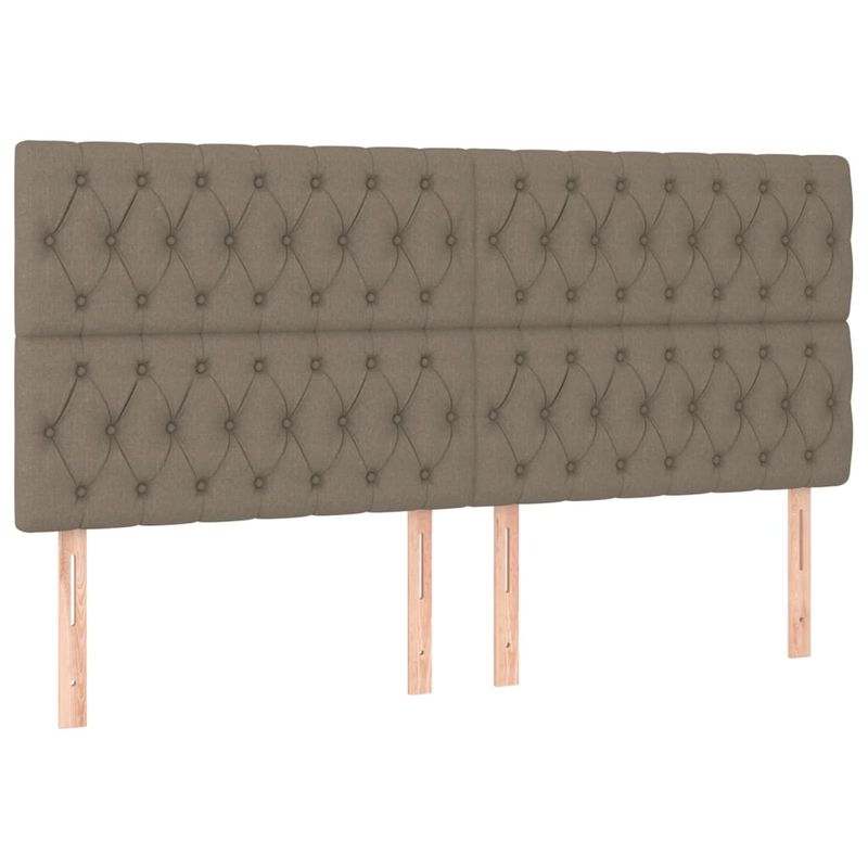 Casa si Gradina - Mobilier - Paturi si accesorii - Accesorii paturi - Tablie de pat cu LED, gri taupe, 200x7x118/128 cm, textil - Infinity.ro