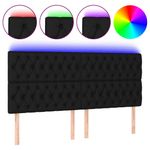 Casa si Gradina - Mobilier - Paturi si accesorii - Accesorii paturi - Tablie de pat cu LED, negru, 200x7x118/128 cm, textil - Infinity.ro