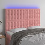 Casa si Gradina - Mobilier - Paturi si accesorii - Accesorii paturi - Tablie de pat cu LED, roz, 144x5x118/128 cm, catifea - Infinity.ro