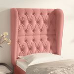 Casa si Gradina - Mobilier - Paturi si accesorii - Accesorii paturi - Tablie de pat cu aripioare, roz, 83x23x118/128 cm, catifea - Infinity.ro