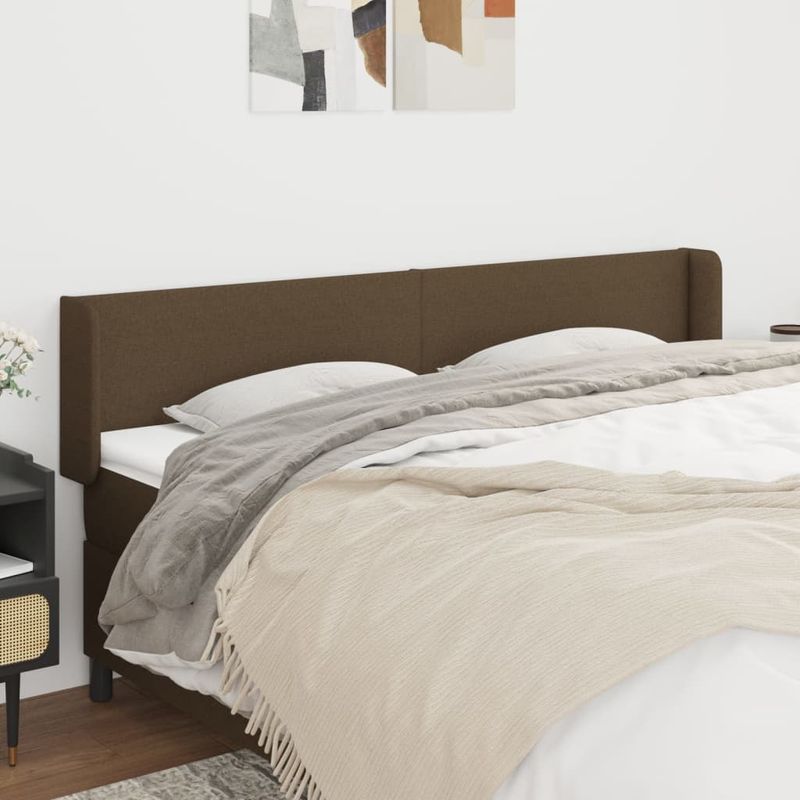 Casa si Gradina - Mobilier - Paturi si accesorii - Accesorii paturi - Tablie de pat cu aripioare maro inchis183x16x78/88 cm textil - Infinity.ro