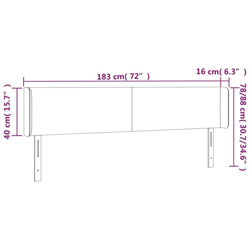 Casa si Gradina - Mobilier - Paturi si accesorii - Accesorii paturi - Tablie de pat cu aripioare maro inchis183x16x78/88 cm textil - Infinity.ro