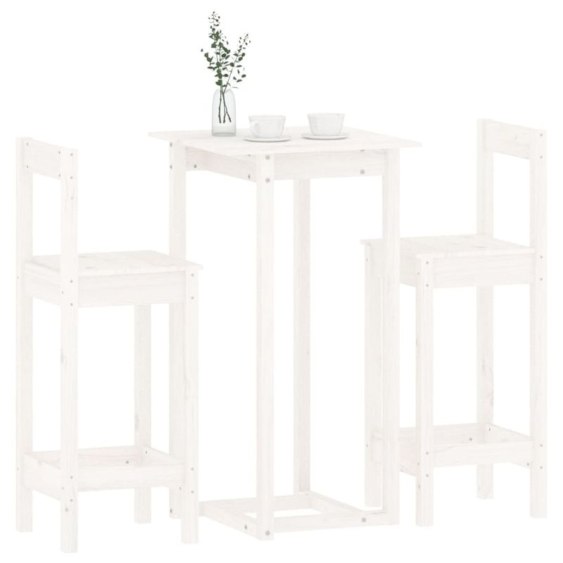 Casa si Gradina - Mobilier - Seturi de mobilier - Seturi bucatarie - Set mobilier de bar, 3 piese, alb, lemn masiv de pin - Infinity.ro