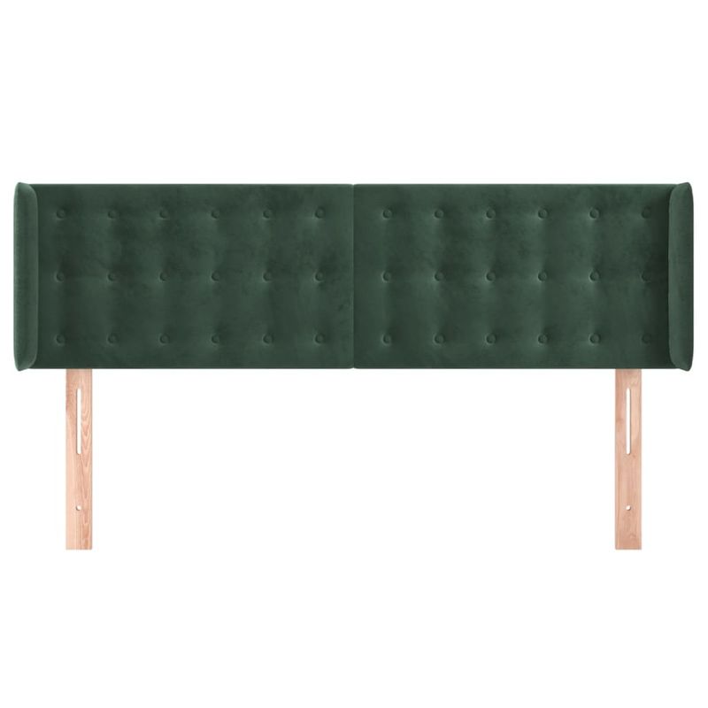 Casa si Gradina - Mobilier - Paturi si accesorii - Accesorii paturi - Tablie de pat cu aripioare verde inchis 147x16x78/88 cm catifea - Infinity.ro