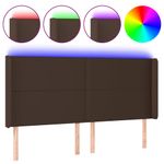 Casa si Gradina - Mobilier - Paturi si accesorii - Accesorii paturi - Tablie de pat cu LED, maro, 183x16x118/128 cm, piele ecologica - Infinity.ro