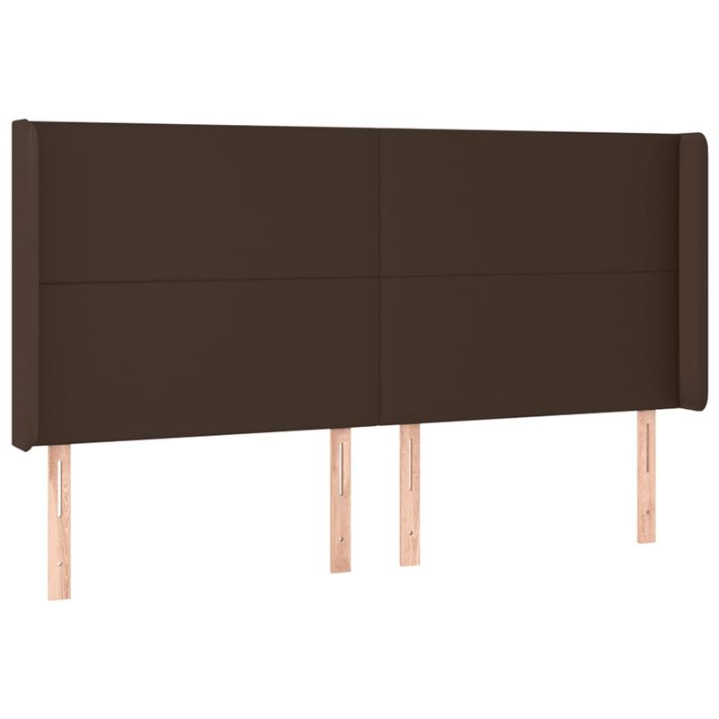 Casa si Gradina - Mobilier - Paturi si accesorii - Accesorii paturi - Tablie de pat cu LED, maro, 183x16x118/128 cm, piele ecologica - Infinity.ro