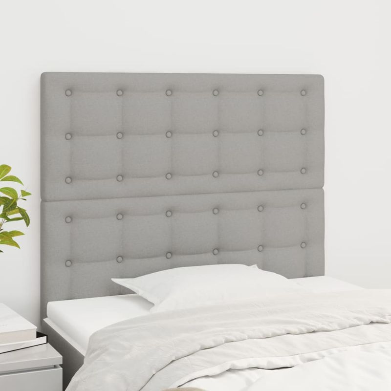 Casa si Gradina - Mobilier - Paturi si accesorii - Accesorii paturi - Tablii de pat, 2 buc, gri deschis, 90x5x78/88 cm, textil - Infinity.ro