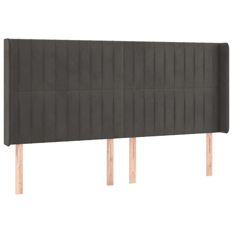 Casa si Gradina - Mobilier - Paturi si accesorii - Accesorii paturi - Tablie de pat cu aripioare gri inchis 163x16x118/128 cm catifea - Infinity.ro