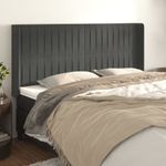 Casa si Gradina - Mobilier - Paturi si accesorii - Accesorii paturi - Tablie de pat cu aripioare gri inchis 163x16x118/128 cm catifea - Infinity.ro