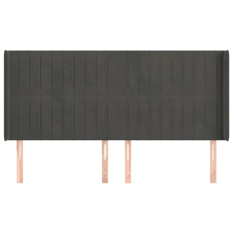 Casa si Gradina - Mobilier - Paturi si accesorii - Accesorii paturi - Tablie de pat cu aripioare gri inchis 163x16x118/128 cm catifea - Infinity.ro