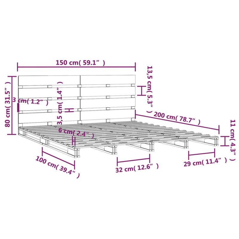 Casa si Gradina - Mobilier - Paturi si accesorii - Paturi - Cadru de pat King Size, 150x200 cm, lemn masiv de pin - Infinity.ro