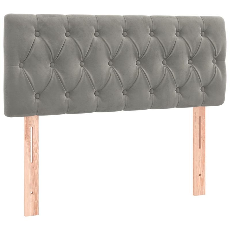 Casa si Gradina - Mobilier - Paturi si accesorii - Accesorii paturi - Tablie de pat cu LED, gri deschis, 90x7x78/88 cm, catifea - Infinity.ro