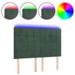Casa si Gradina - Mobilier - Paturi si accesorii - Accesorii paturi - Tablie de pat cu LED, verde inchis, 144x5x118/128 cm, catifea - Infinity.ro