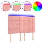 Casa si Gradina - Mobilier - Paturi si accesorii - Accesorii paturi - Tablie de pat cu LED, roz, 144x5x118/128 cm, catifea - Infinity.ro