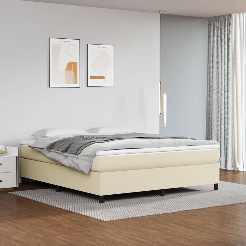 Casa si Gradina - Mobilier - Paturi si accesorii - Paturi - Cadru de pat, crem, 160x200 cm, piele ecologica - Infinity.ro