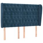Casa si Gradina - Mobilier - Paturi si accesorii - Accesorii paturi - Tablie pat cu urechi albastru inchis 163x23x118/128 cm catifea - Infinity.ro