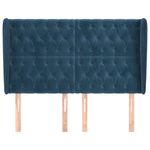 Casa si Gradina - Mobilier - Paturi si accesorii - Accesorii paturi - Tablie pat cu urechi albastru inchis 163x23x118/128 cm catifea - Infinity.ro