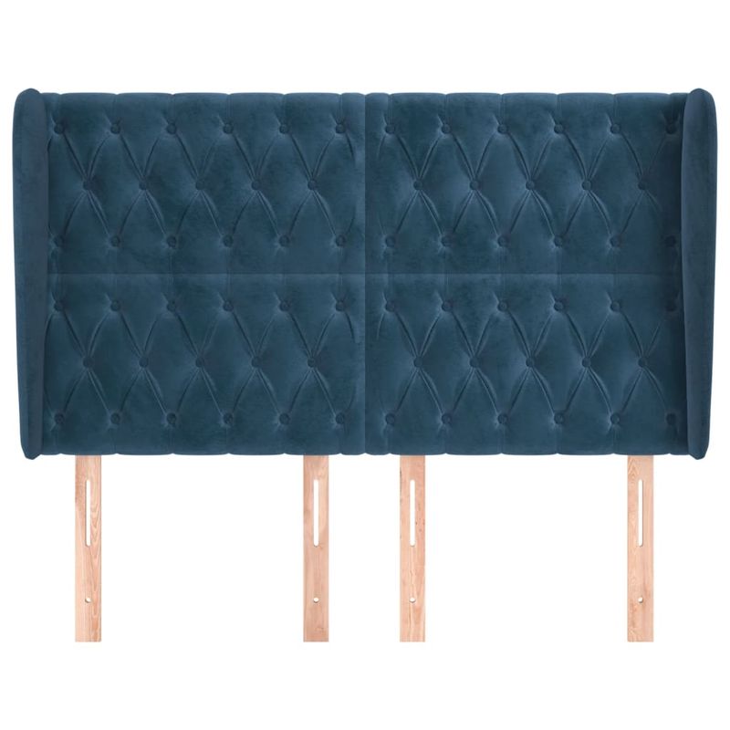 Casa si Gradina - Mobilier - Paturi si accesorii - Accesorii paturi - Tablie pat cu urechi albastru inchis 163x23x118/128 cm catifea - Infinity.ro
