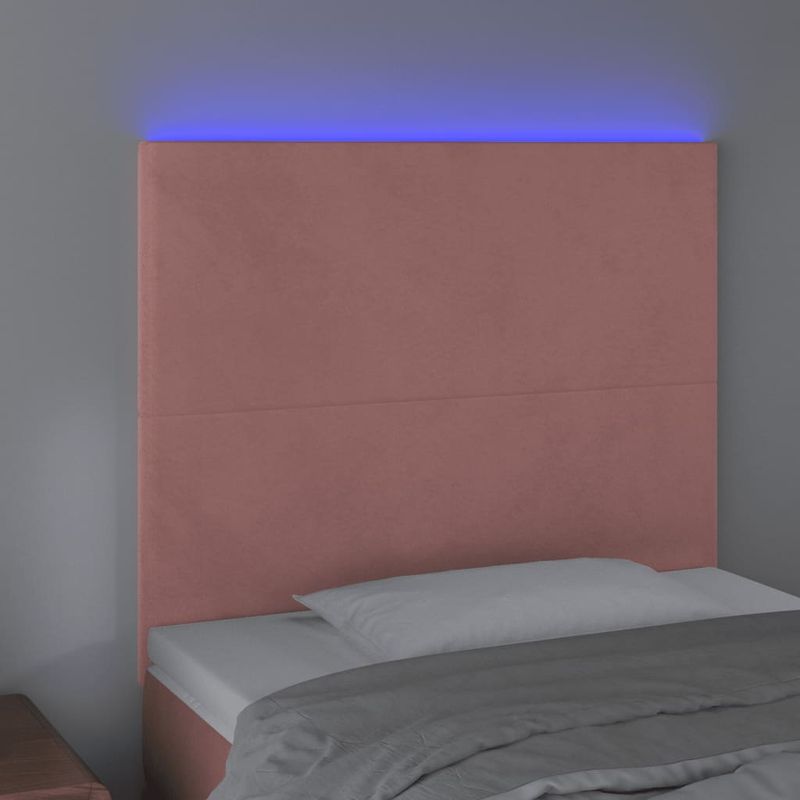 Casa si Gradina - Mobilier - Paturi si accesorii - Accesorii paturi - Tablie de pat cu LED, roz, 90x5x118/128 cm, catifea - Infinity.ro