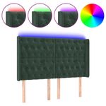 Casa si Gradina - Mobilier - Paturi si accesorii - Accesorii paturi - Tablie de pat cu LED, verde inchis, 147x16x118/128 cm, catifea - Infinity.ro