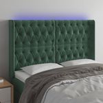 Casa si Gradina - Mobilier - Paturi si accesorii - Accesorii paturi - Tablie de pat cu LED, verde inchis, 147x16x118/128 cm, catifea - Infinity.ro