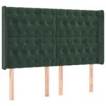 Casa si Gradina - Mobilier - Paturi si accesorii - Accesorii paturi - Tablie de pat cu LED, verde inchis, 147x16x118/128 cm, catifea - Infinity.ro