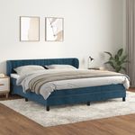 Casa si Gradina - Mobilier - Paturi si accesorii - Paturi - Pat box spring cu saltea, albastru inchis, 160x200 cm, catifea - Infinity.ro