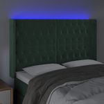 Casa si Gradina - Mobilier - Paturi si accesorii - Accesorii paturi - Tablie de pat cu LED, verde inchis, 147x16x118/128 cm, catifea - Infinity.ro