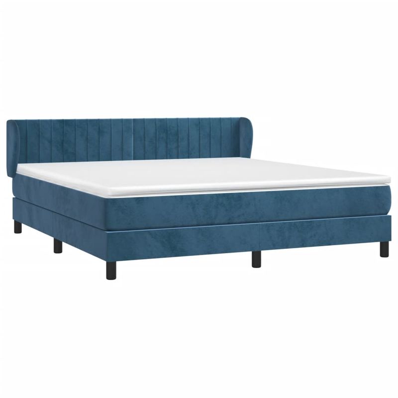 Casa si Gradina - Mobilier - Paturi si accesorii - Paturi - Pat box spring cu saltea, albastru inchis, 160x200 cm, catifea - Infinity.ro