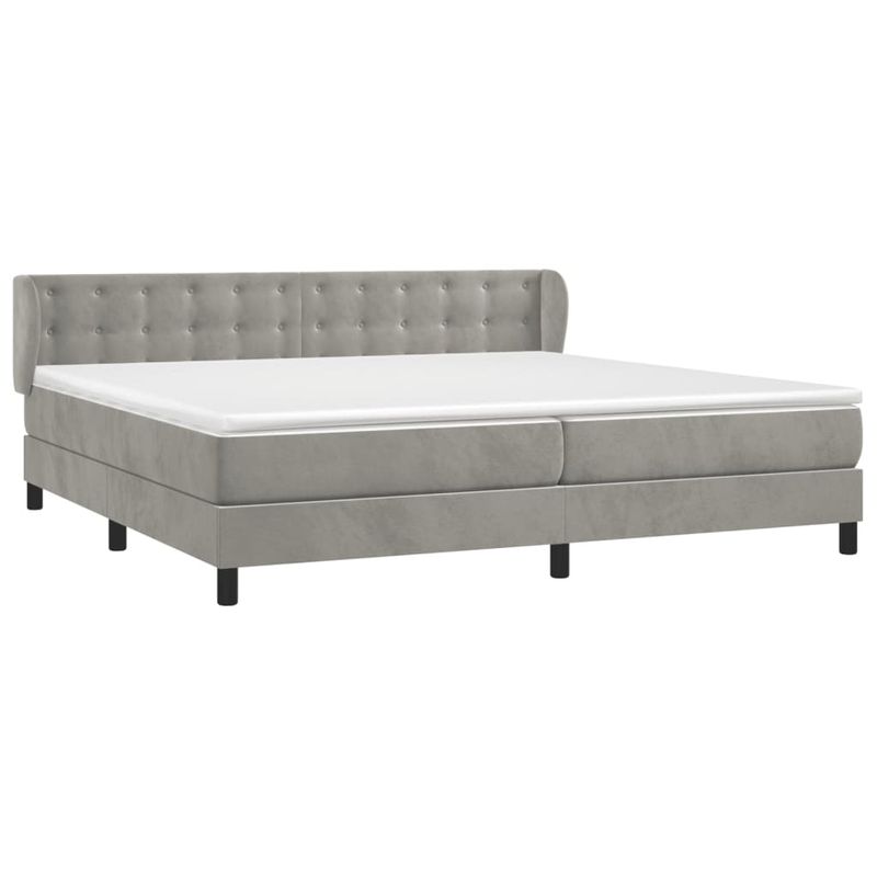 Casa si Gradina - Mobilier - Paturi si accesorii - Paturi - Pat box spring cu saltea, gri deschis, 200x200 cm, catifea - Infinity.ro