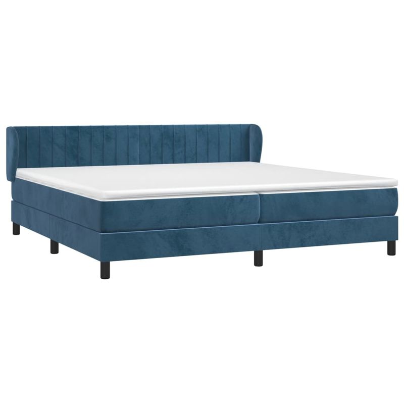 Casa si Gradina - Mobilier - Paturi si accesorii - Paturi - Pat box spring cu saltea, albastru inchis, 200x200 cm, catifea - Infinity.ro