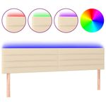 Casa si Gradina - Mobilier - Paturi si accesorii - Accesorii paturi - Tablie de pat cu LED, crem, 200x5x78/88 cm, textil - Infinity.ro