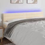 Casa si Gradina - Mobilier - Paturi si accesorii - Accesorii paturi - Tablie de pat cu LED, crem, 200x5x78/88 cm, textil - Infinity.ro