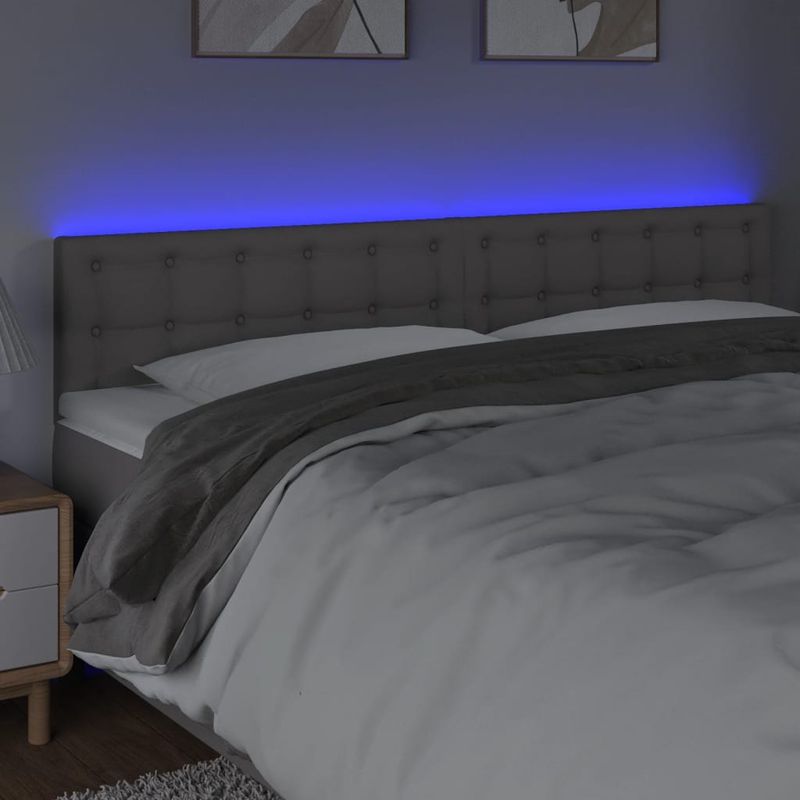 Casa si Gradina - Mobilier - Paturi si accesorii - Accesorii paturi - Tablie de pat cu LED, gri, 180x5x78/88 cm, piele ecologica - Infinity.ro