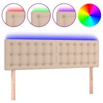 Casa si Gradina - Mobilier - Paturi si accesorii - Accesorii paturi - Tablie de pat cu LED cappuccino 144x5x78/88 cm piele ecologica - Infinity.ro