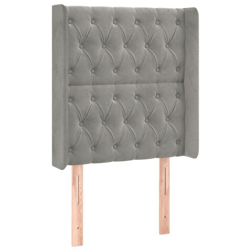 Casa si Gradina - Mobilier - Paturi si accesorii - Accesorii paturi - Tablie de pat cu LED, gri deschis, 83x16x118/128 cm, catifea - Infinity.ro