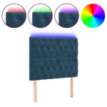 Casa si Gradina - Mobilier - Paturi si accesorii - Accesorii paturi - Tablie de pat cu LED, albastru inchis, 90x7x118/128cm, catifea - Infinity.ro