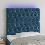 Casa si Gradina - Mobilier - Paturi si accesorii - Accesorii paturi - Tablie de pat cu LED, albastru inchis, 90x7x118/128cm, catifea - Infinity.ro