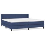 Casa si Gradina - Mobilier - Paturi si accesorii - Paturi - Pat box spring cu saltea, albastru, 200x200 cm, textil - Infinity.ro
