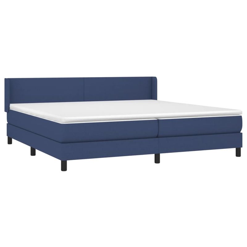 Casa si Gradina - Mobilier - Paturi si accesorii - Paturi - Pat box spring cu saltea, albastru, 200x200 cm, textil - Infinity.ro